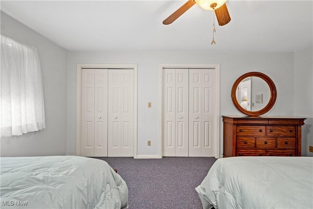 52 Hilda Cir, Bloomingdale, OH 43910 - carpeted bedroom with two closets and ceiling fan