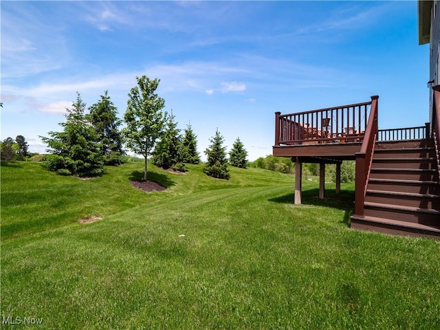 3243 Broadleaf Way, Brunswick, OH 44212 - view of grassy yard with a deck and stairway
