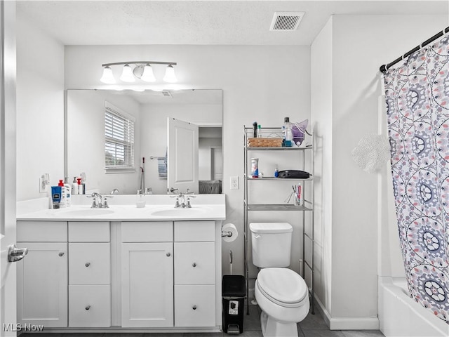 3243 Broadleaf Way, Brunswick, OH 44212 - bathroom with double vanity, shower / tub combo with curtain, and tile patterned floors