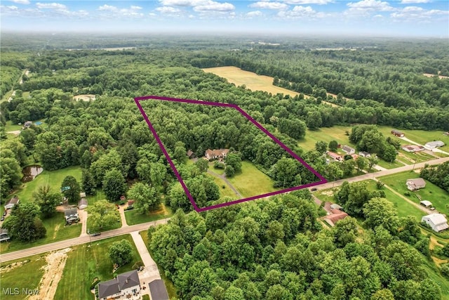 1681 State Rd, Warren, OH 44481 - aerial overview of property's location with a heavily wooded area and property boundaries highlighted