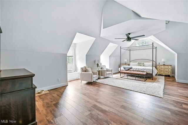1681 State Rd, Warren, OH 44481 - bedroom with vaulted ceiling, hardwood / wood-style floors, and ceiling fan