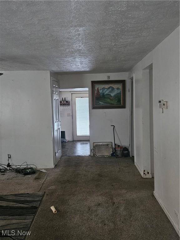 6270 Fairview Rd, Austintown, OH 44515 - unfurnished living room with a textured ceiling and carpet flooring