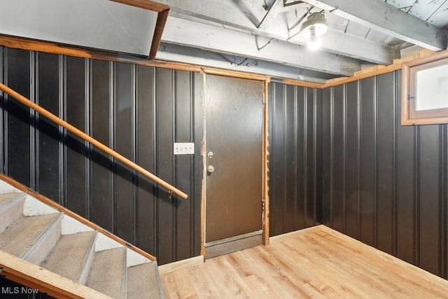 447 Allenford St, Akron, OH 44314 - basement with wood finished floors and wooden walls