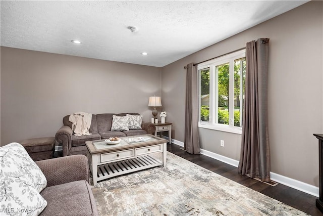 12145 The Blfs, Strongsville, OH 44136 - living room featuring dark wood-style flooring, recessed lighting, and a textured ceiling