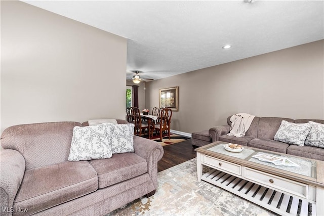 12145 The Blfs, Strongsville, OH 44136 - living room with wood finished floors, a ceiling fan, and recessed lighting