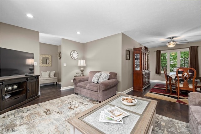 12145 The Blfs, Strongsville, OH 44136 - living area with a ceiling fan, dark wood-type flooring, and recessed lighting