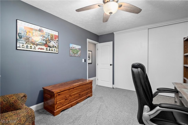 12145 The Blfs, Strongsville, OH 44136 - office area with carpet flooring, a textured ceiling, and a ceiling fan