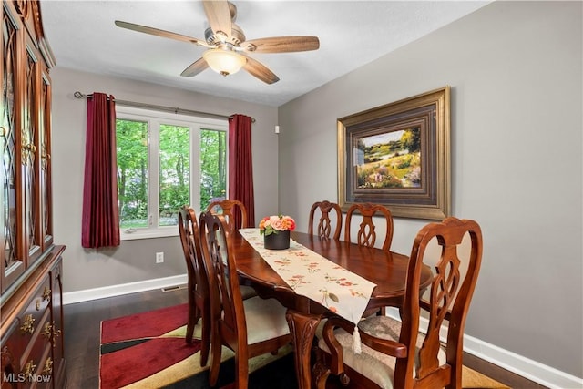 12145 The Blfs, Strongsville, OH 44136 - dining area with a ceiling fan and dark wood-style floors