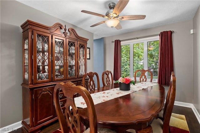 12145 The Blfs, Strongsville, OH 44136 - dining area featuring a ceiling fan and dark wood finished floors