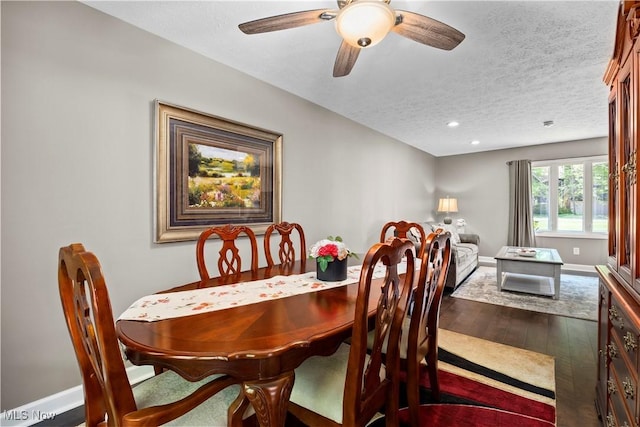 12145 The Blfs, Strongsville, OH 44136 - dining room featuring hardwood / wood-style floors, a ceiling fan, recessed lighting, and a textured ceiling