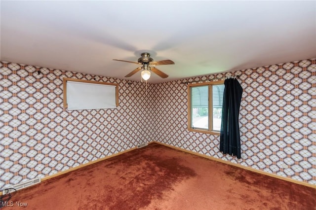 2375 Glendon Rd, University Heights, OH 44118 - carpeted spare room with ceiling fan and wallpapered walls