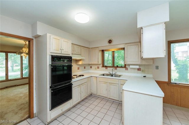 2375 Glendon Rd, University Heights, OH 44118 - kitchen featuring healthy amount of natural light, tasteful backsplash, light countertops, and wainscoting