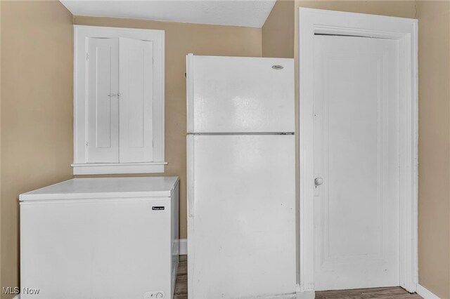 4532 W 172nd St, Cleveland, OH 44135 - kitchen with freestanding refrigerator, fridge, and wood finished floors