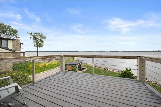 731 Cedar Point Rd, Sandusky, OH 44870 - wooden terrace featuring a water view