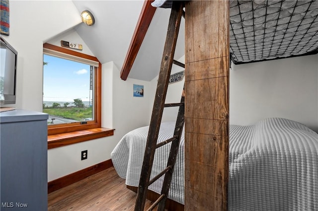 731 Cedar Point Rd, Sandusky, OH 44870 - bedroom featuring wood finished floors and vaulted ceiling