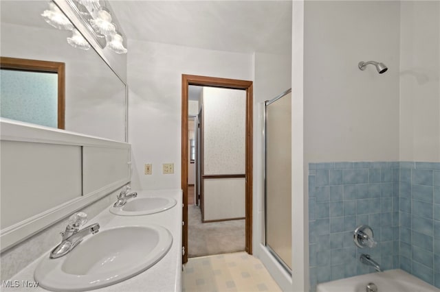 2100 Priscilla Ave NW, Massillon, OH 44647 - full bath featuring an enclosed shower, double vanity, and a tub