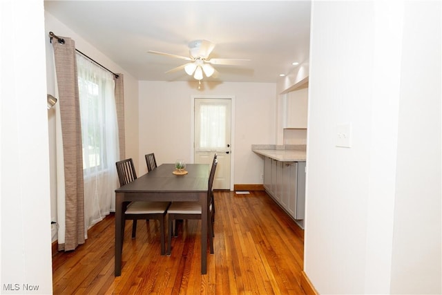 260 Morgan, Oberlin, OH 44074 - dining space featuring wood-type flooring and ceiling fan