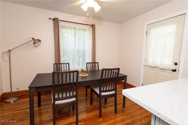 260 Morgan, Oberlin, OH 44074 - dining room featuring wood finished floors and ceiling fan