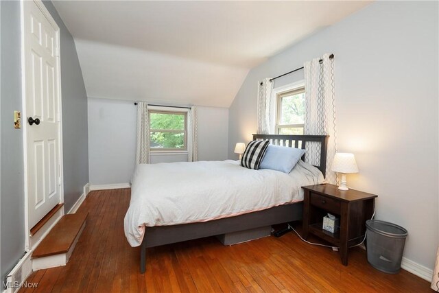 260 Morgan, Oberlin, OH 44074 - bedroom with hardwood / wood-style flooring, vaulted ceiling, and multiple windows