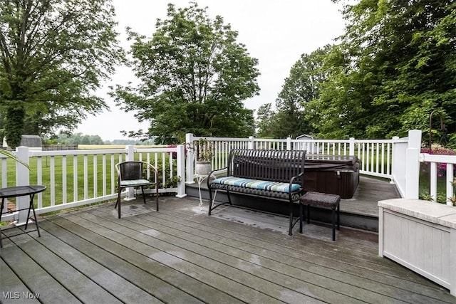 456 Hickory Ln, Salem, OH 44460 - deck with a hot tub and a yard