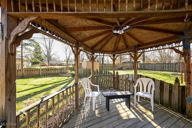 145 Edgewood Dr, Berea, OH 44017 - wooden terrace featuring a gazebo and a fenced backyard