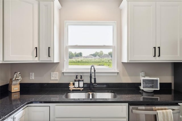 3523 Magnolia Dr, Lorain, OH 44053 - kitchen with stainless steel dishwasher and white cabinets