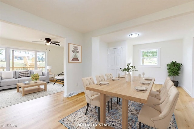 209 Beechwood Blvd, Wintersville, OH 43953 - dining room featuring light wood-type flooring and a ceiling fan