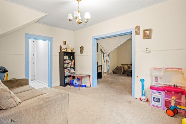 83 S Pleasant St, Oberlin, OH 44074 - carpeted living room with a chandelier