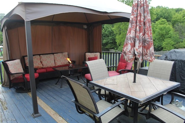 2869 Wexford Blvd, Stow, OH 44224 - wooden terrace featuring an outdoor living space, a gazebo, and outdoor dining space