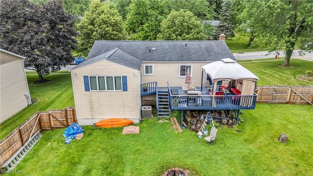 2869 Wexford Blvd, Stow, OH 44224 - rear view of property featuring a wooden deck, a gazebo, a fenced backyard, and a shingled roof