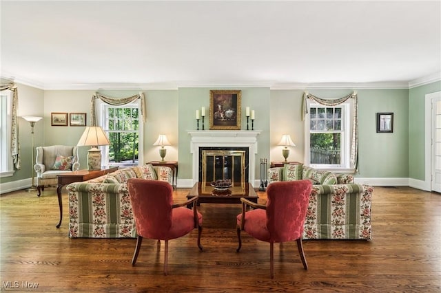 2820 W Park Blvd, Shaker Heights, OH 44120 - living room with crown molding, wood finished floors, and a glass covered fireplace