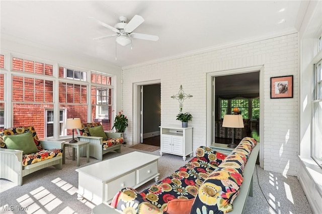 2820 W Park Blvd, Shaker Heights, OH 44120 - sunroom / solarium with brick wall, crown molding, and carpet floors