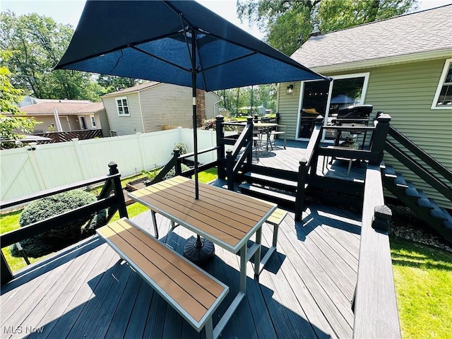 132 Dennis Dr, Cortland, OH 44410 - wooden terrace with outdoor dining space