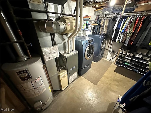 132 Dennis Dr, Cortland, OH 44410 - laundry room with independent washer and dryer and water heater