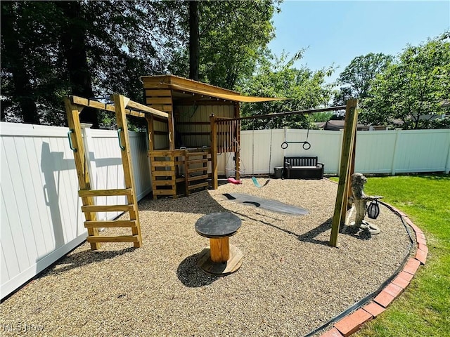 132 Dennis Dr, Cortland, OH 44410 - view of jungle gym with an exterior structure and an outbuilding