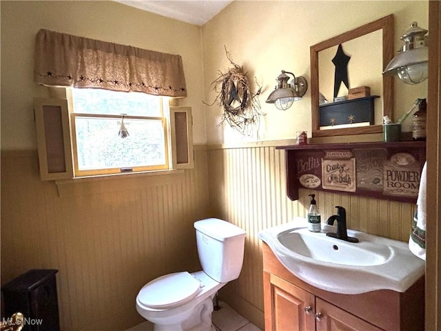 38474 Longs Crossing Rd, Leetonia, OH 44431 - bathroom featuring a wainscoted wall, vanity, and tile patterned flooring