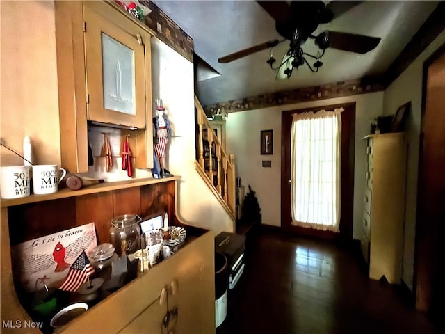38474 Longs Crossing Rd, Leetonia, OH 44431 - foyer entrance featuring stairs and a ceiling fan