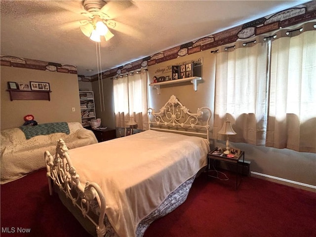 38474 Longs Crossing Rd, Leetonia, OH 44431 - bedroom with carpet floors, a textured ceiling, and a ceiling fan