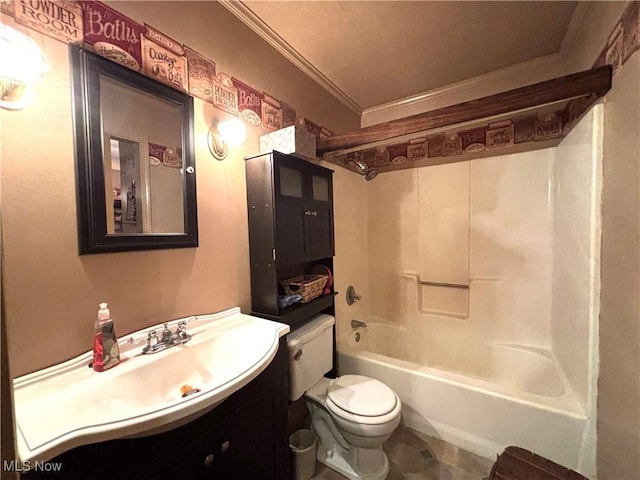 38474 Longs Crossing Rd, Leetonia, OH 44431 - bathroom featuring crown molding, vanity, and tub / shower combination