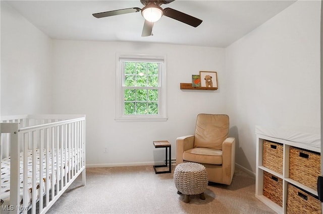 7436 Crory Rd, Canfield, OH 44406 - carpeted bedroom with a crib and a ceiling fan