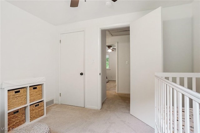 7436 Crory Rd, Canfield, OH 44406 - unfurnished bedroom with light colored carpet and a ceiling fan
