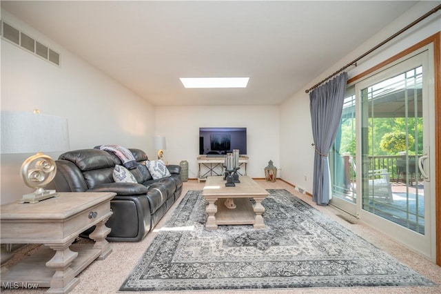 3661 Meander Reserve Cir, Canfield, OH 44406 - carpeted living area featuring a skylight