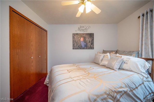3661 Meander Reserve Cir, Canfield, OH 44406 - carpeted bedroom with a closet and a ceiling fan