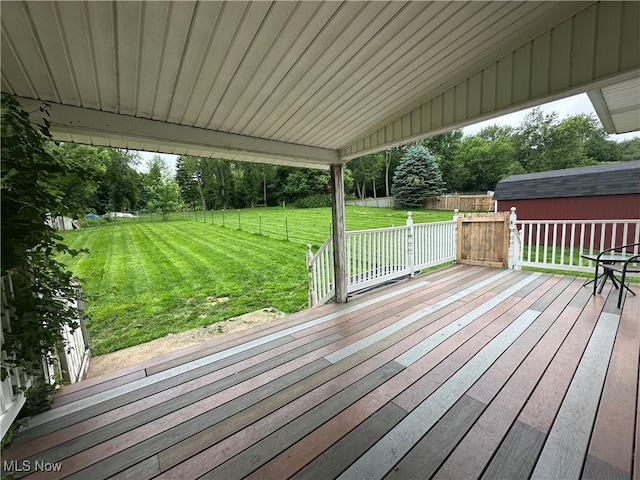 5130 Winfield St NE, East Canton, OH 44730 - wooden deck with view of wooded area
