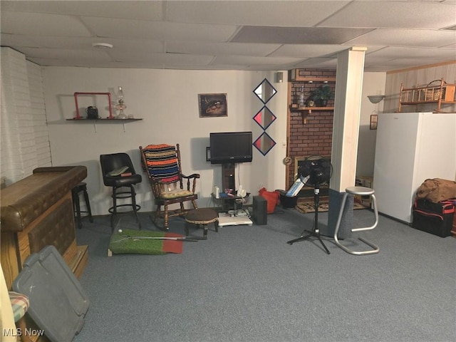 1947 N Vinegar Hill Rd NE, Mcconnelsville, OH 43756 - workout area with carpet flooring and a paneled ceiling