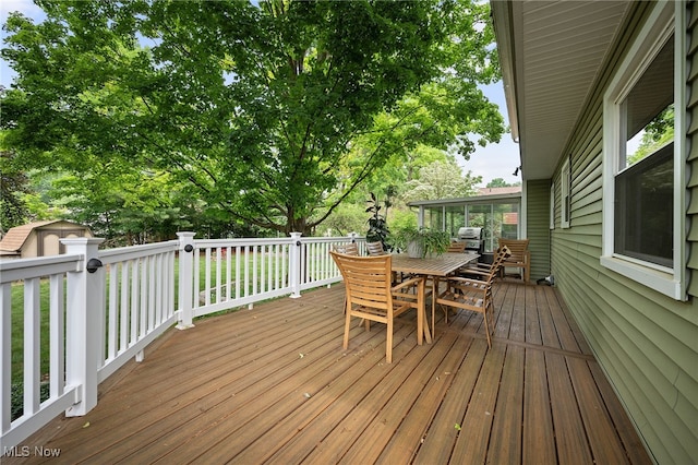 5802 Redwood Ct, Mentor-On-The-Lake, OH 44060 - wooden deck with outdoor dining space