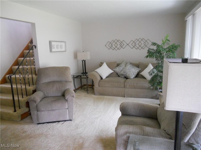 374 Clarmont Rd, Willowick, OH 44095 - carpeted living room with stairway