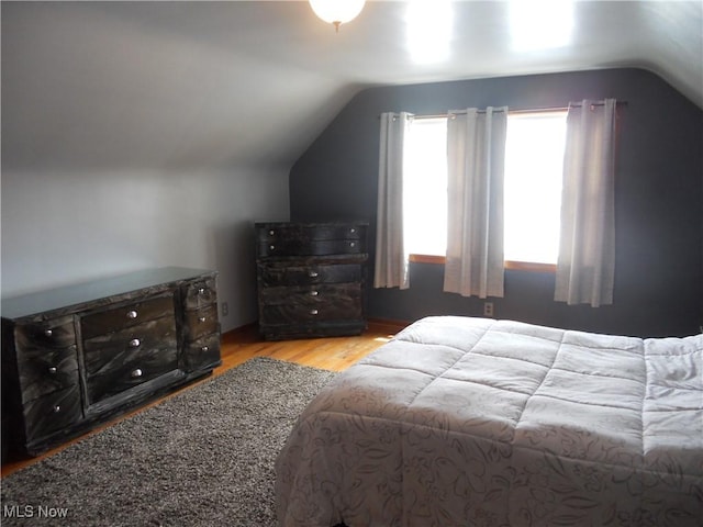 374 Clarmont Rd, Willowick, OH 44095 - bedroom featuring vaulted ceiling and wood finished floors