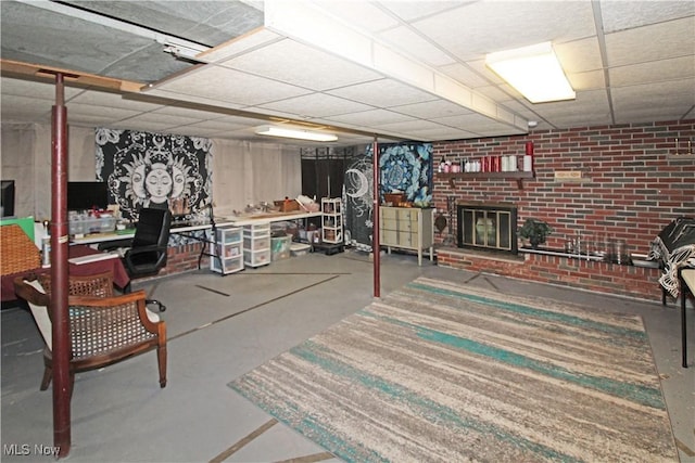 517 Linwood Ct, Port Clinton, OH 43452 - finished basement featuring a drop ceiling and a fireplace