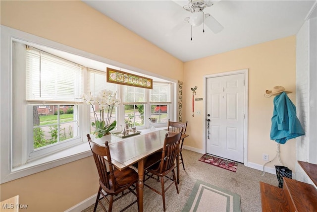1499 Redwood Ave, Akron, OH 44301 - dining space featuring ceiling fan and carpet floors